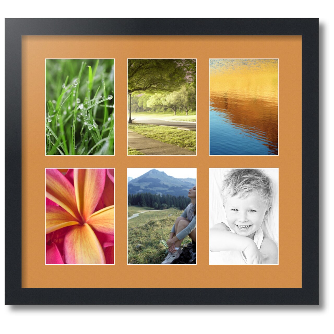 ArtToFrames Collage Photo Picture Frame with 6 - 5x7 inch Openings, Framed in Black with Over 62 Mat Color Options and Plexi Glass (CSM-3926-2041)